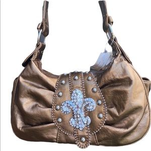 Handbag brown with the Fleur de lis Symbol
